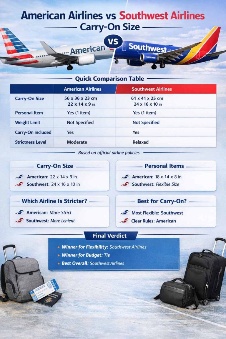 American Airlines vs Southwest Airlines Carry-On Size
