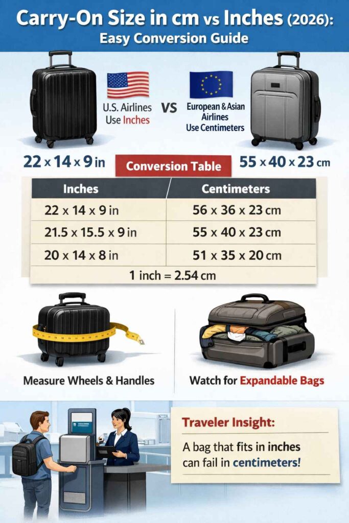 Carry-On Size in cm vs Inches